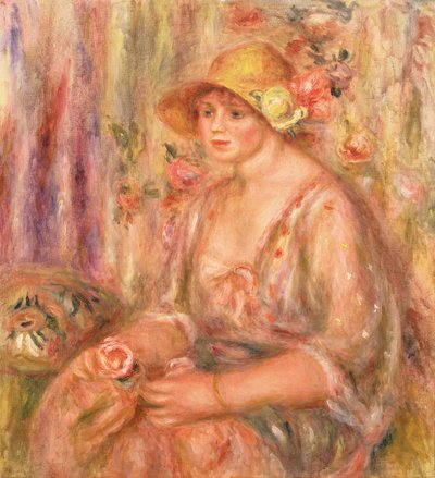 Mujer con vestido de muselina de Pierre Auguste Renoir